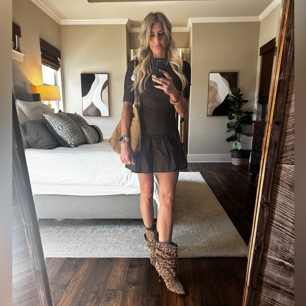 Zara Brown Ribbed Knit Dress